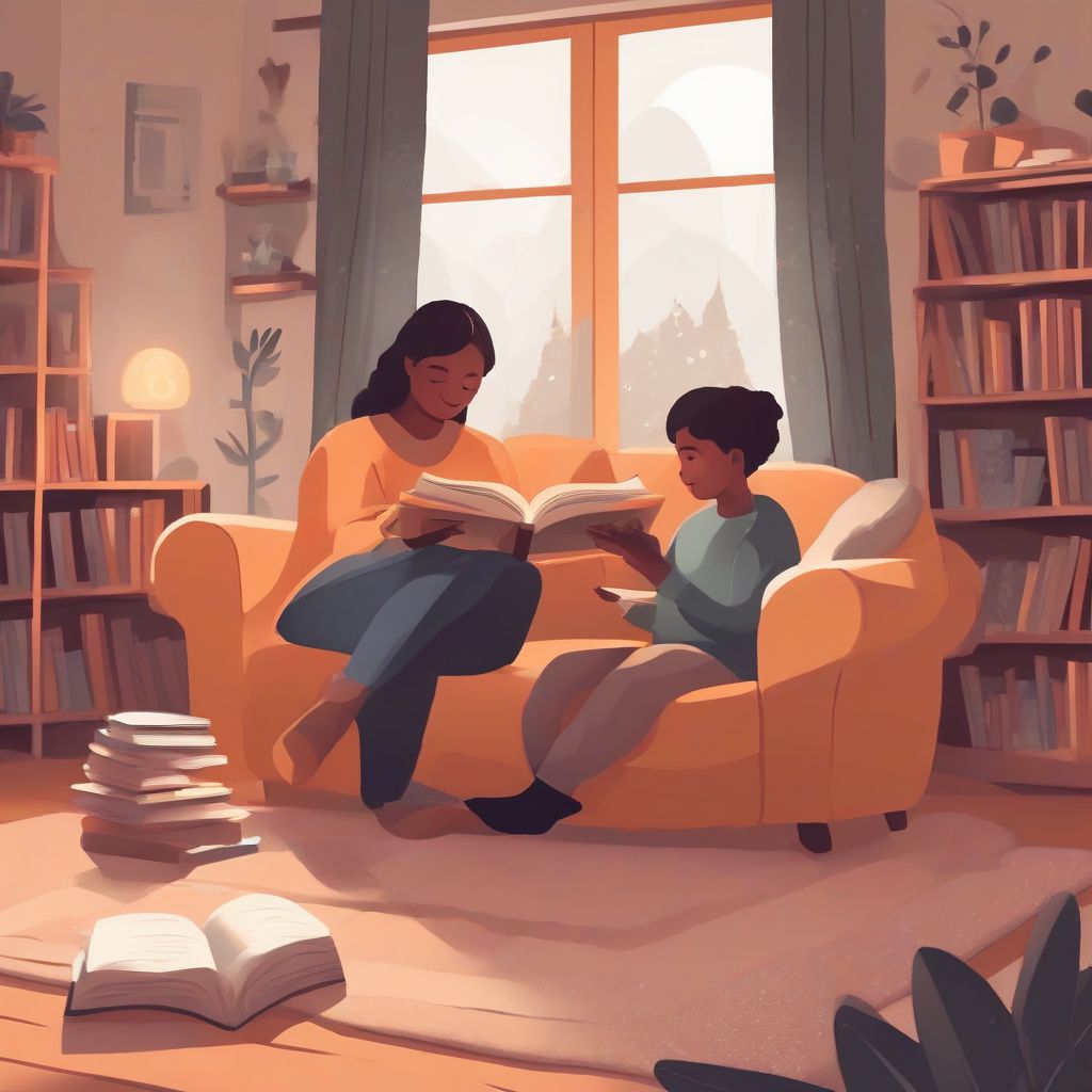 Parent and Child Reading in Calm Down Corner