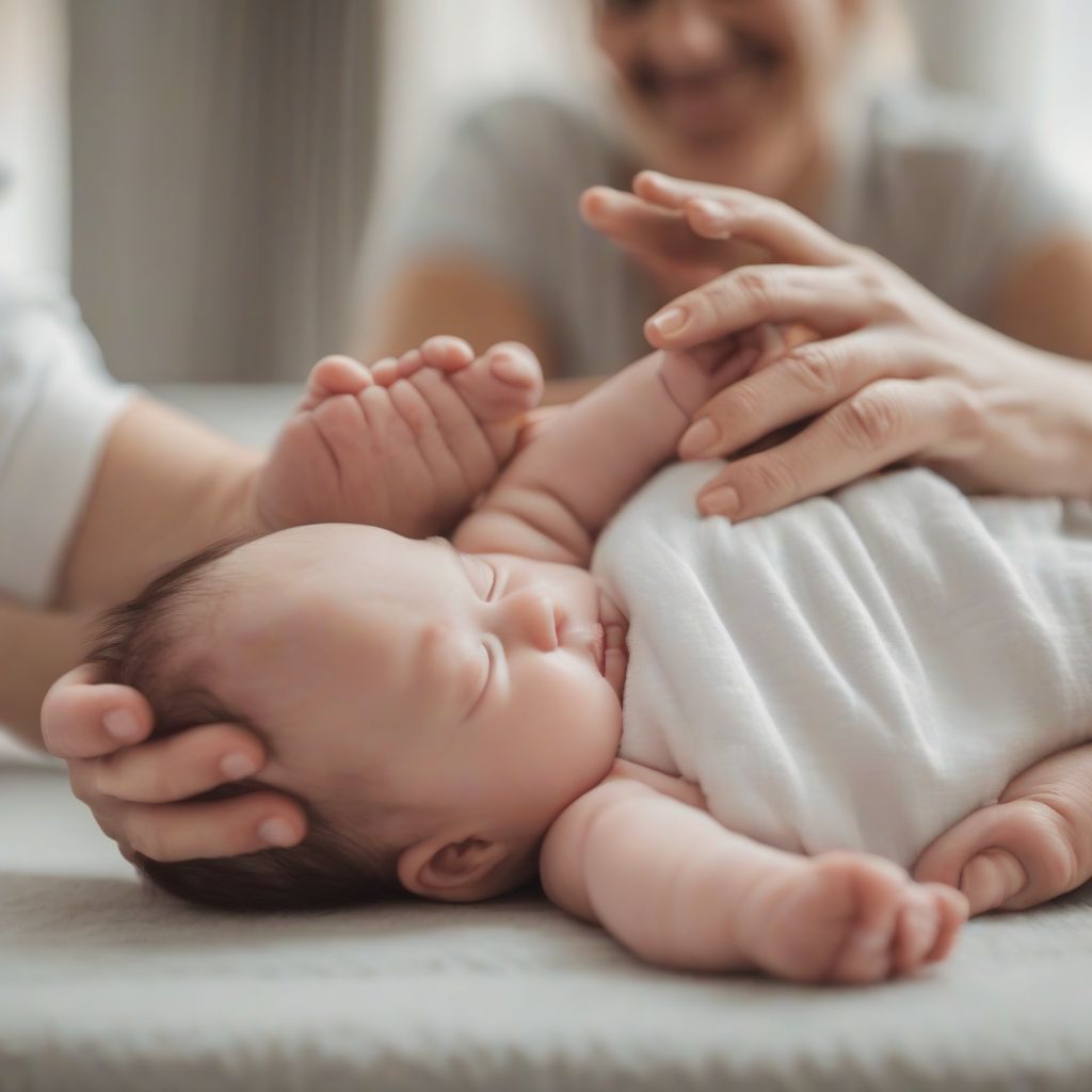 Parent Massaging Baby